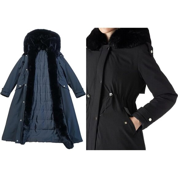 Risissida Women Puffer Coat/parka With Long Fur Collar Hooded Winter Fashion - Picture 4 of 6